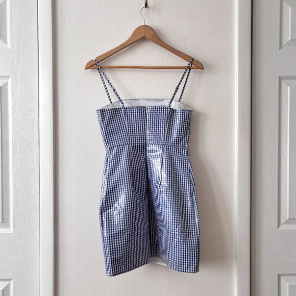 LPA Martina Blue Gingham Vinyl Mini Dress - Picture 7 of 8
